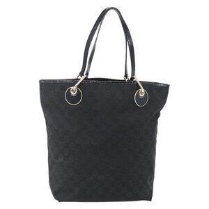 GUCCI GG Canvas Tote Bag Black Gold Auth